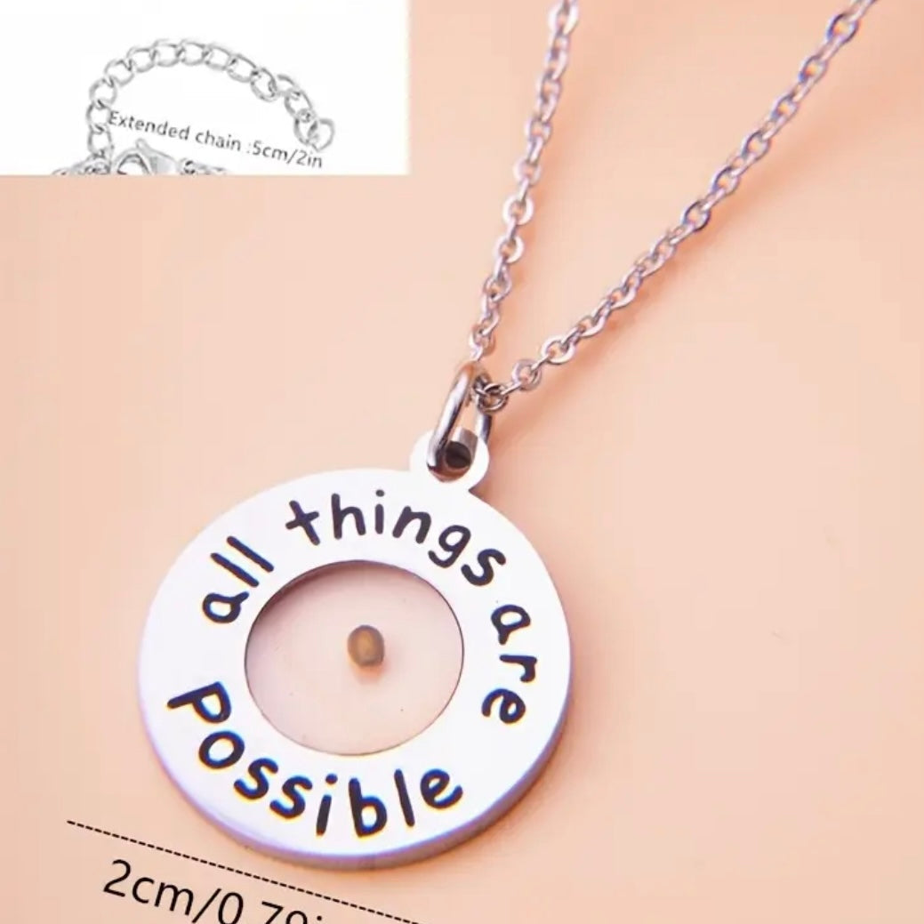 Cute Stainless Steel “All Things Are Possible” Necklace