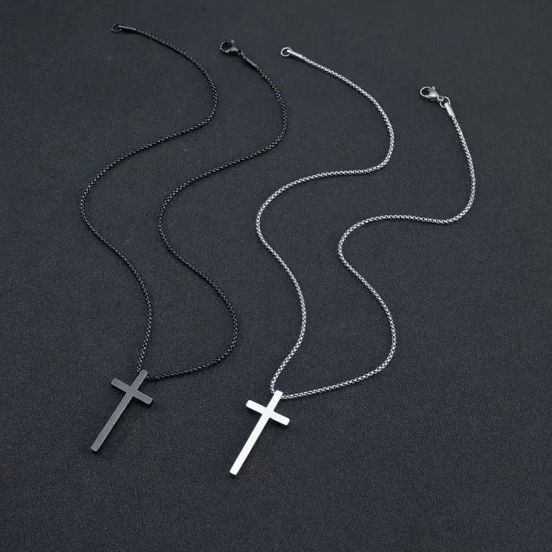 Men’s Titanium Steel Box Chain Cross Necklace