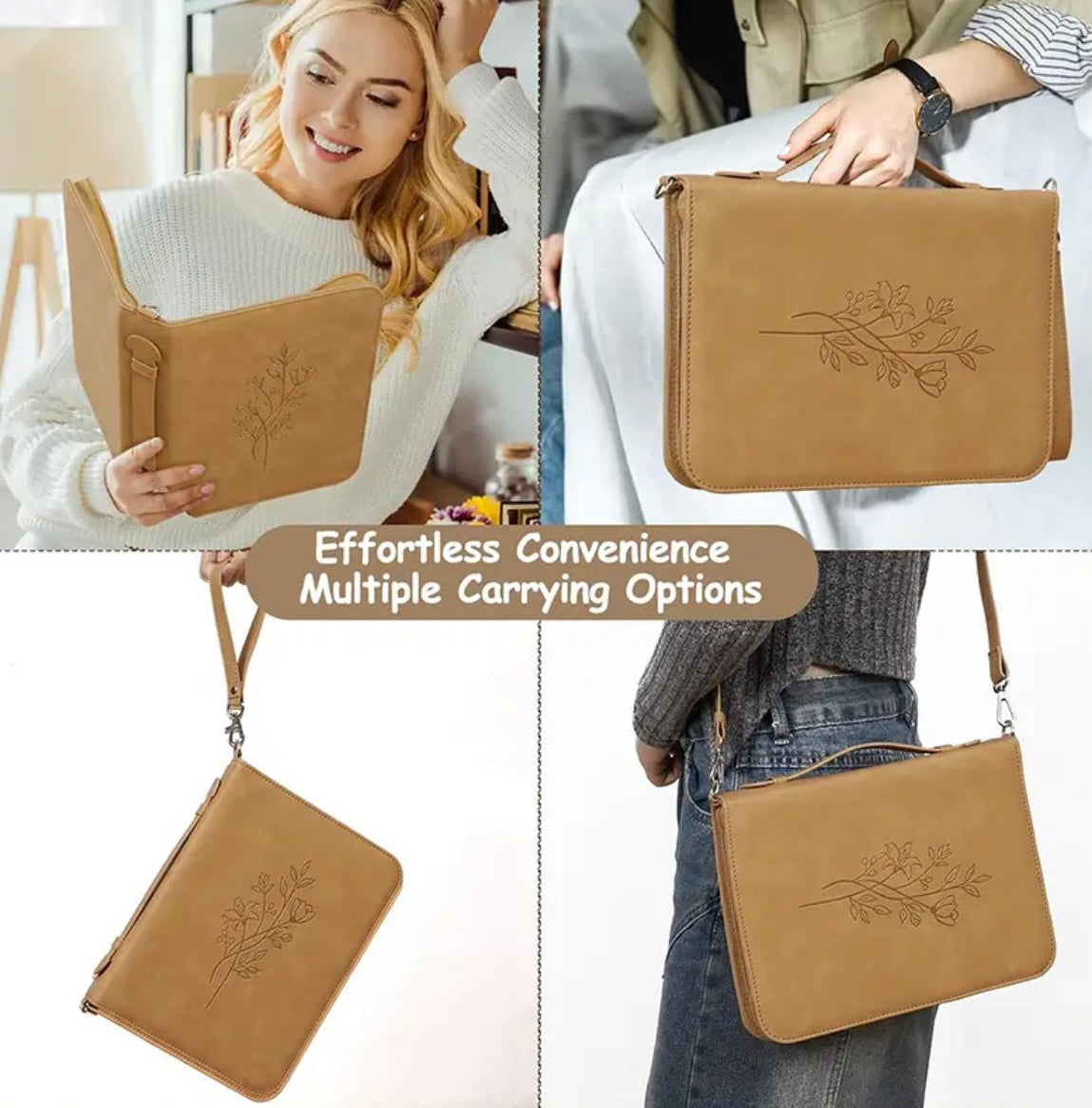 Elegant Vegan Leather Floral Print Bible Case