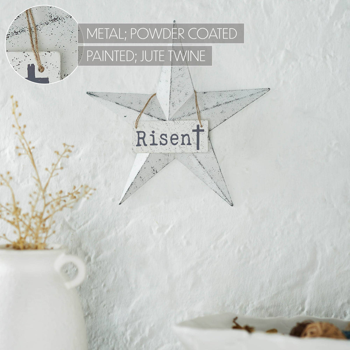 Metal Star w/ Risen Tag 12x12