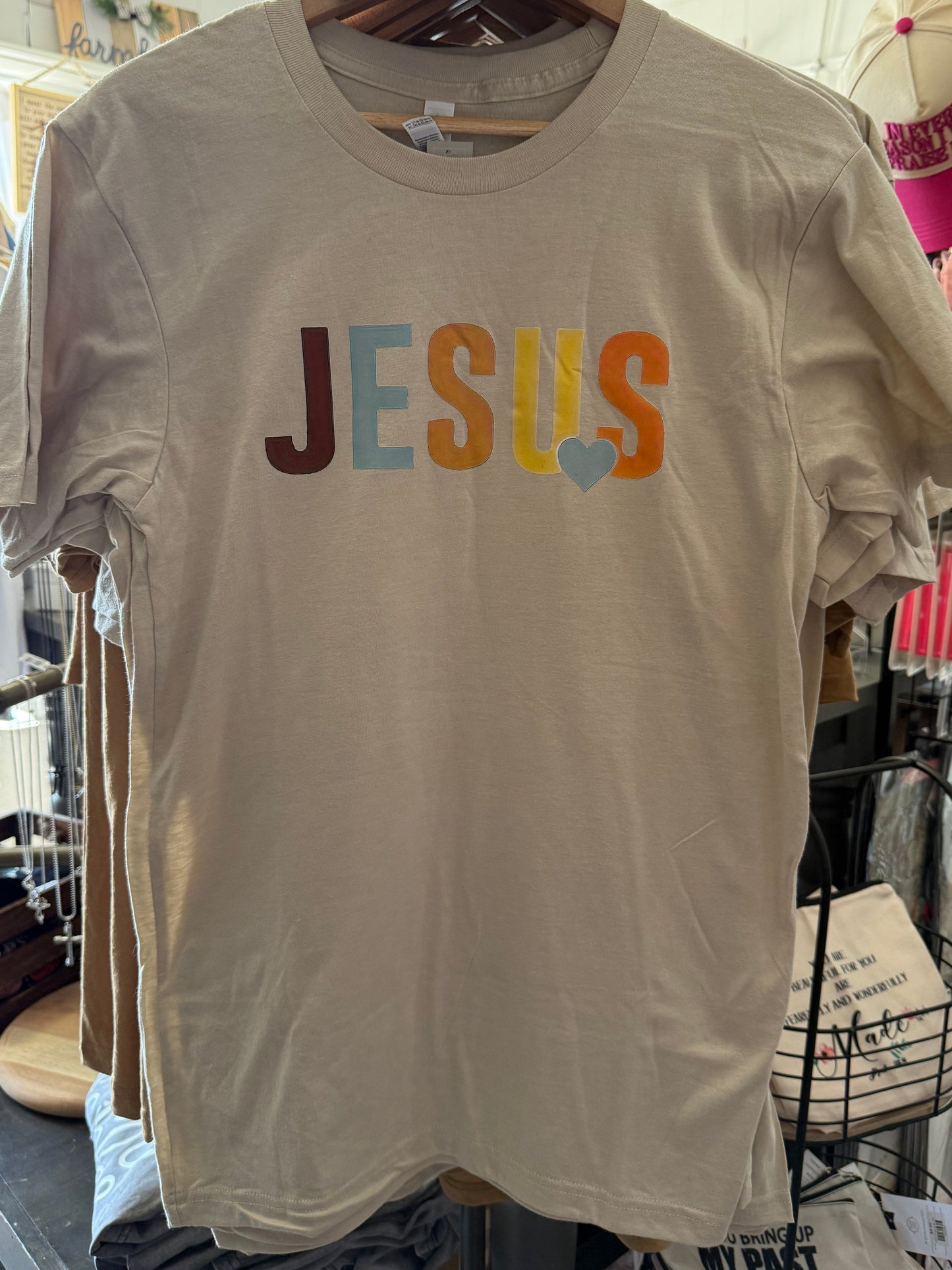 Multicolor “Jesus” Sand Color T-Shirt