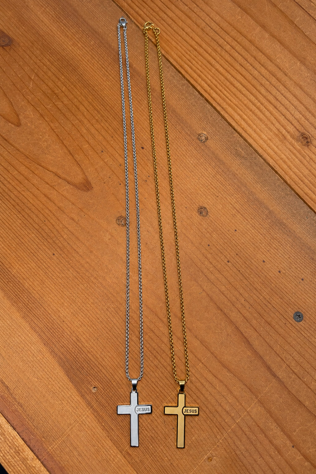 Stainless Steel “Jesus” Cross Necklace