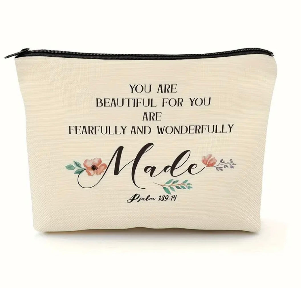 “Fearfully and Wonderfully Made” Canvas Accessory Bag