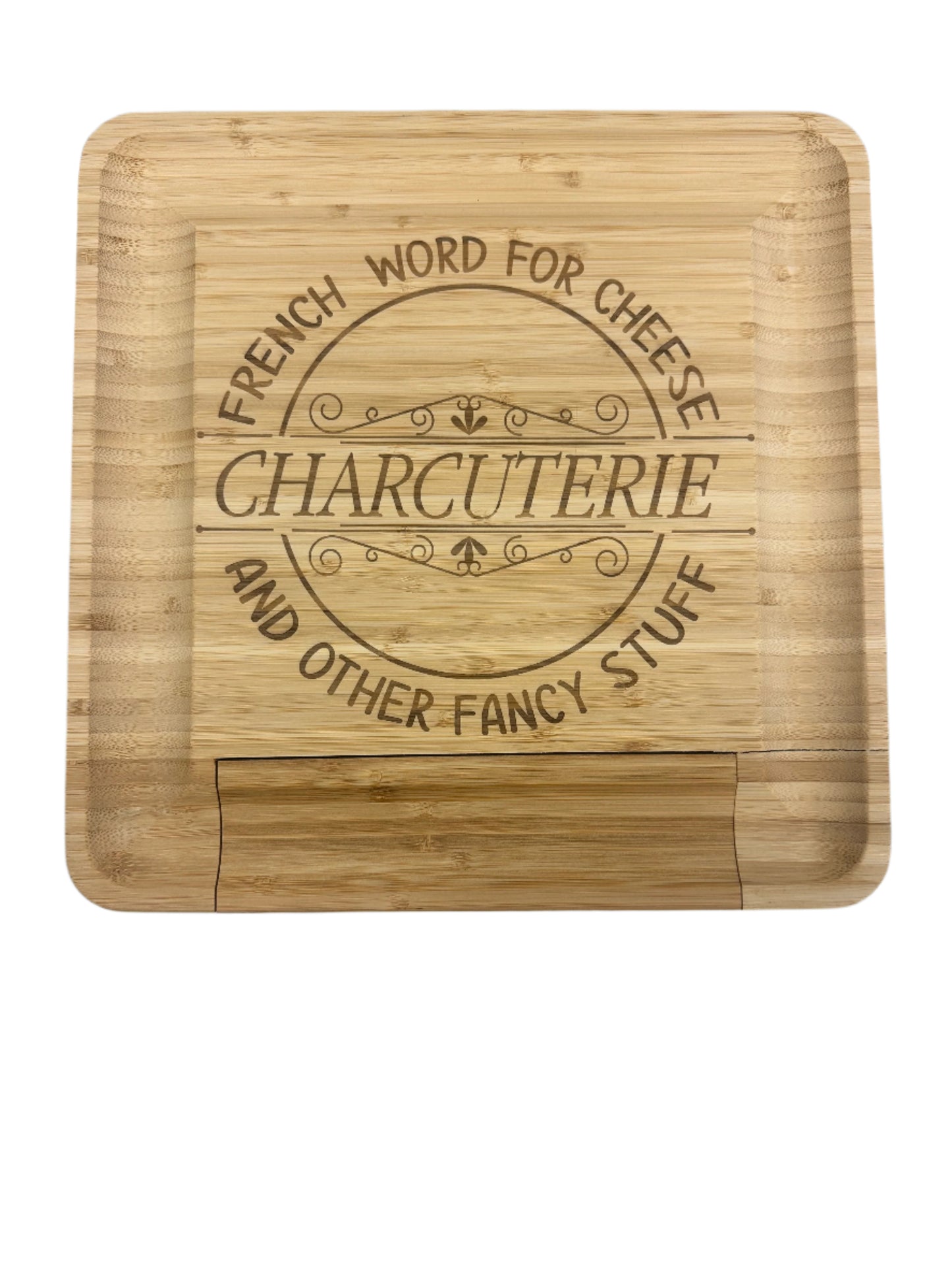 Custom Engraved Bamboo Charcuterie Board with Knife Set