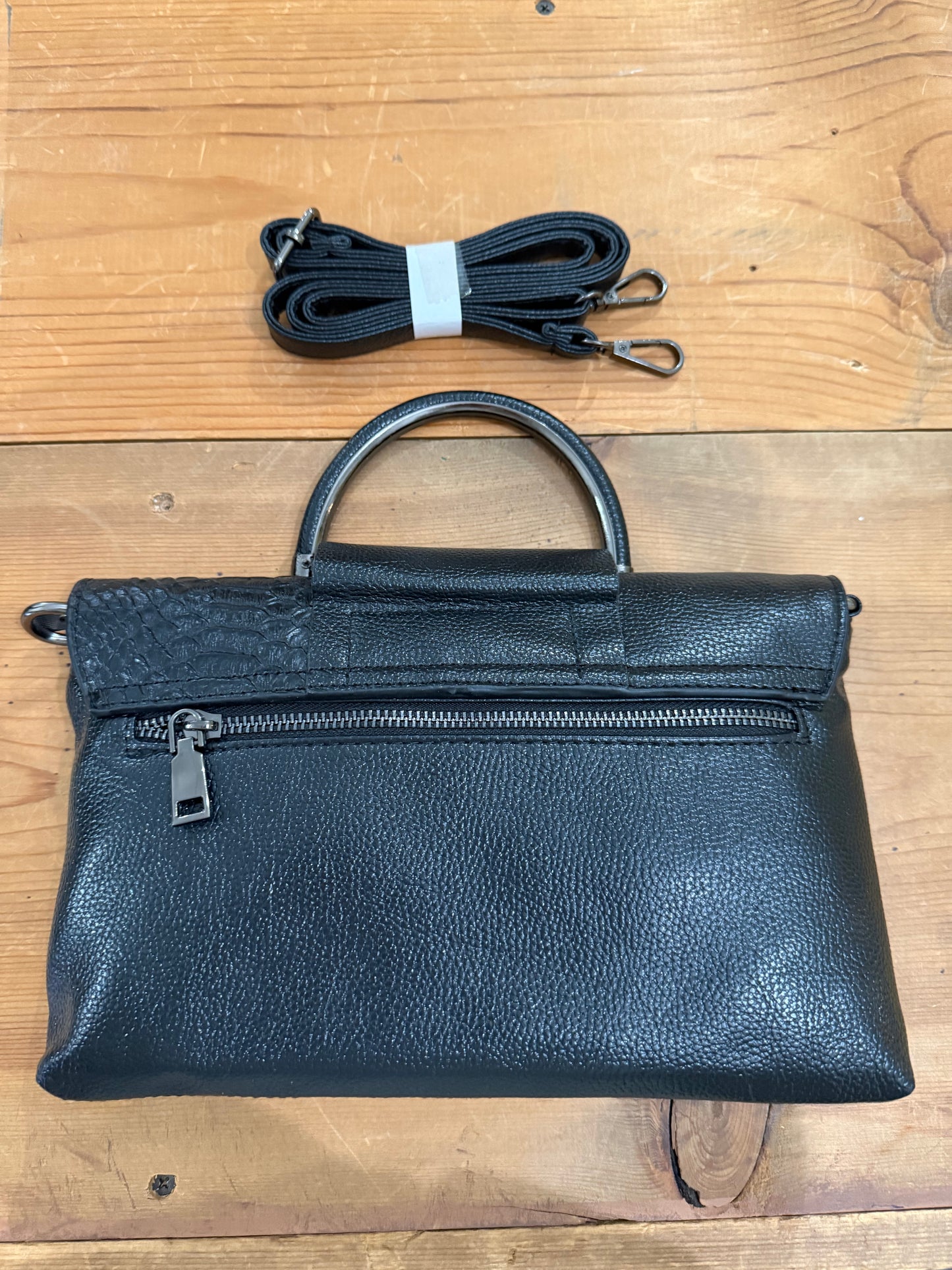 Black Vegan Leather Snakeskin Style Clutch Purse