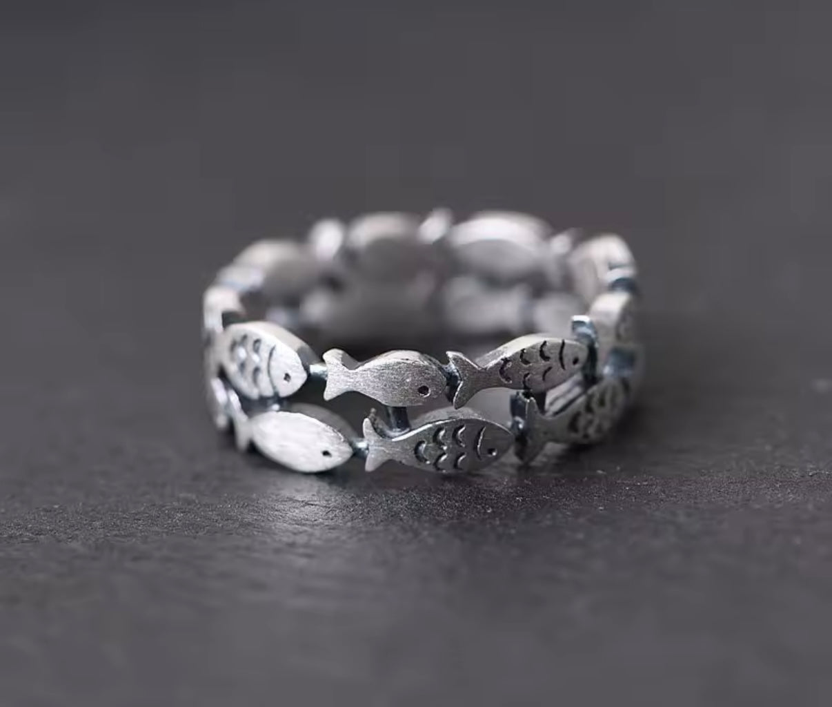 Sterling Silver Double Layer Fish Ring