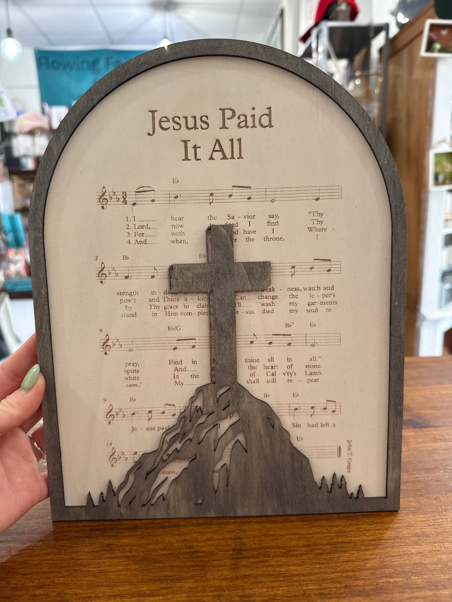 Custom Made Arched “Jesus Paid It All” Wood Wall Decor
