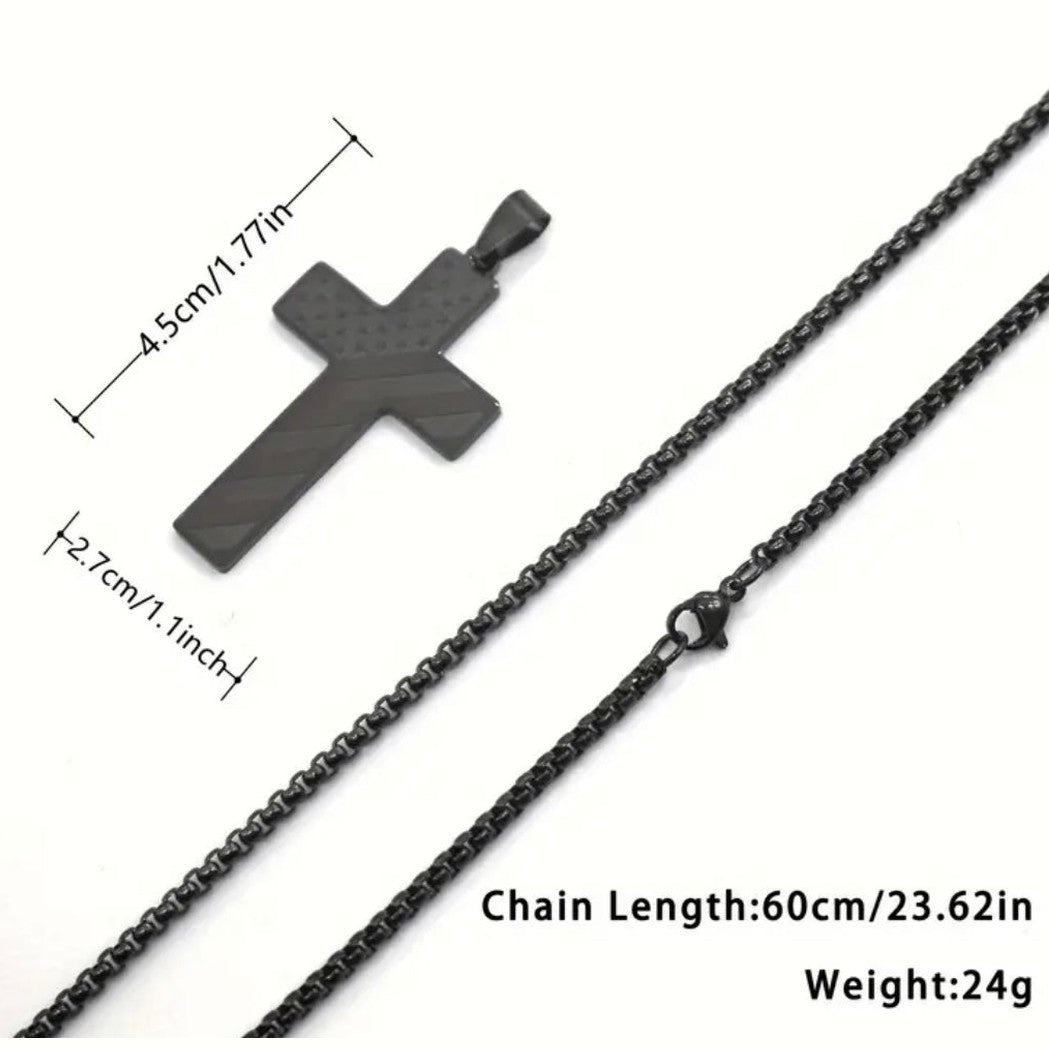 Men’s Phil 4:13 American Flag Stainless Steel Cross Necklace