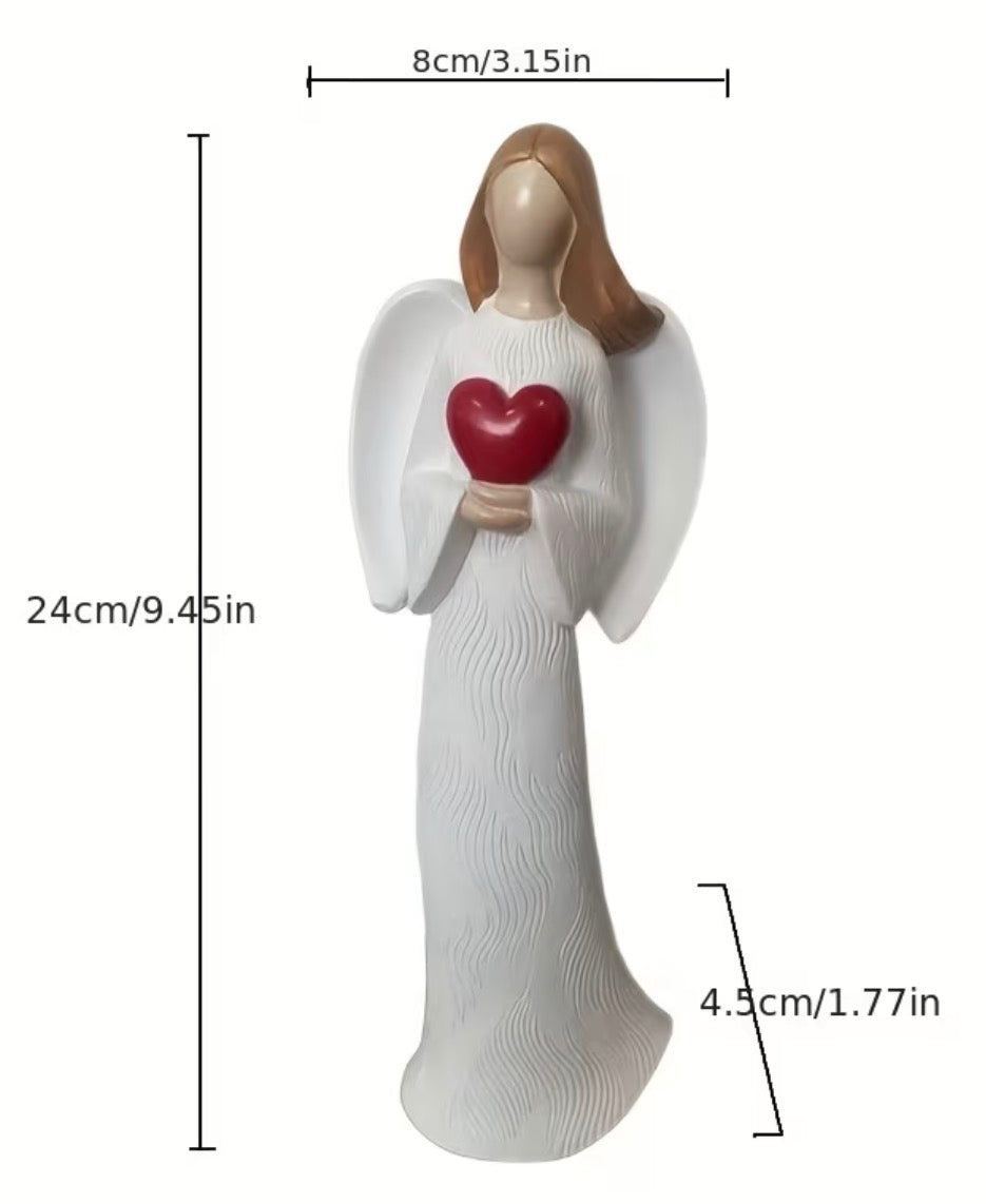 Elegant Resin Angel with Heart Figure