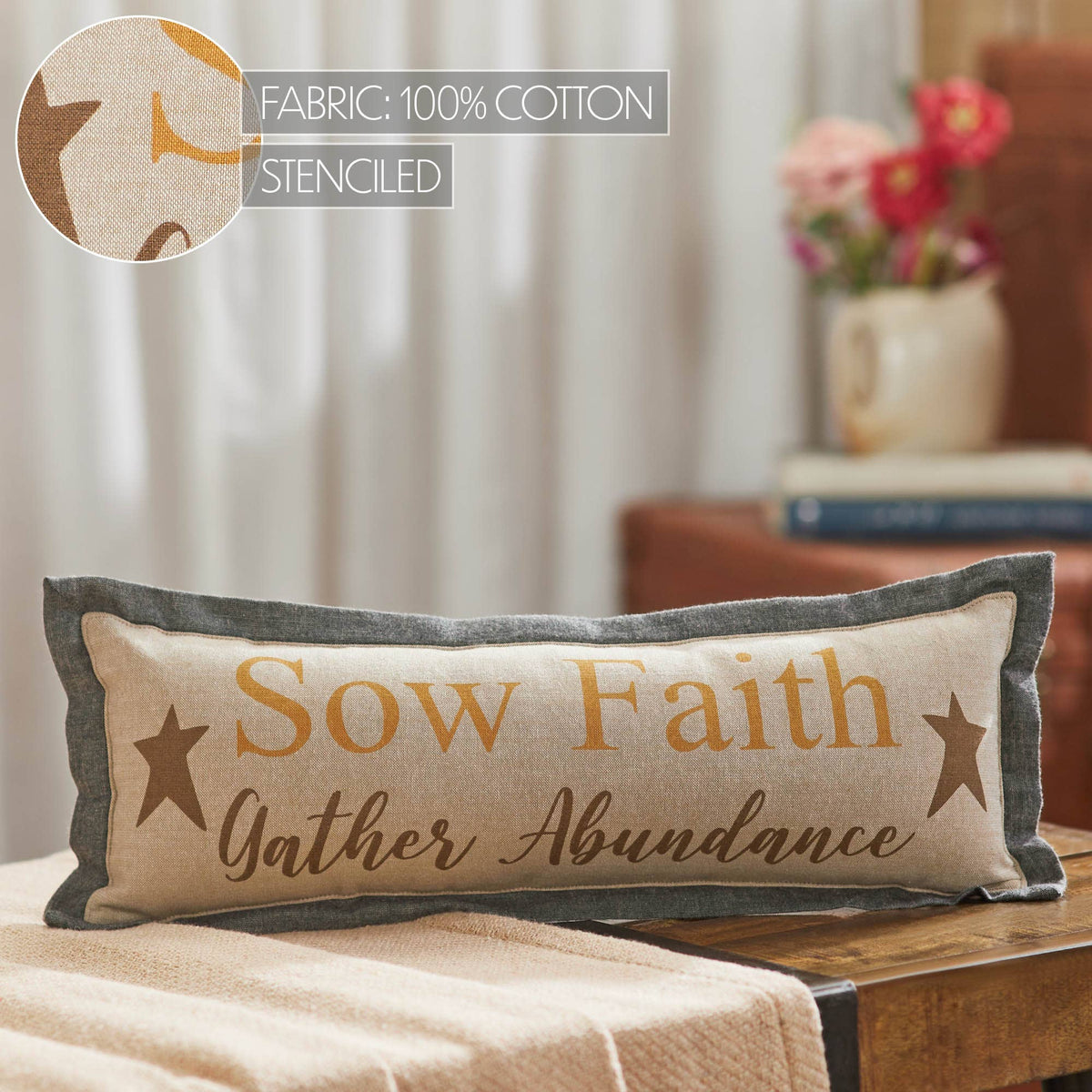 Fall Faith Shelf Sitter Pillow 5x15 Harvest Blessings