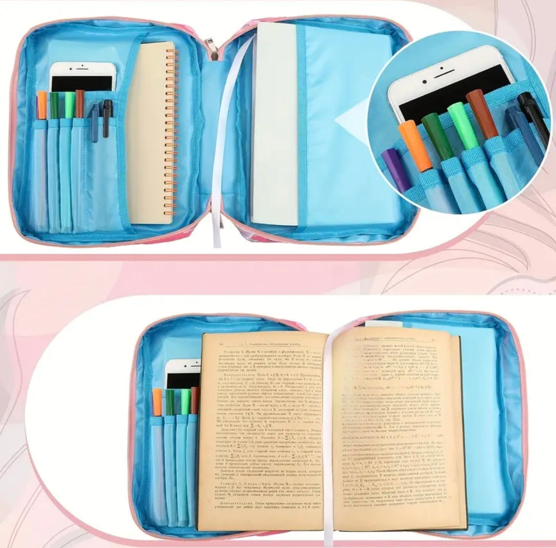 White Floral Cross Print Bible Case