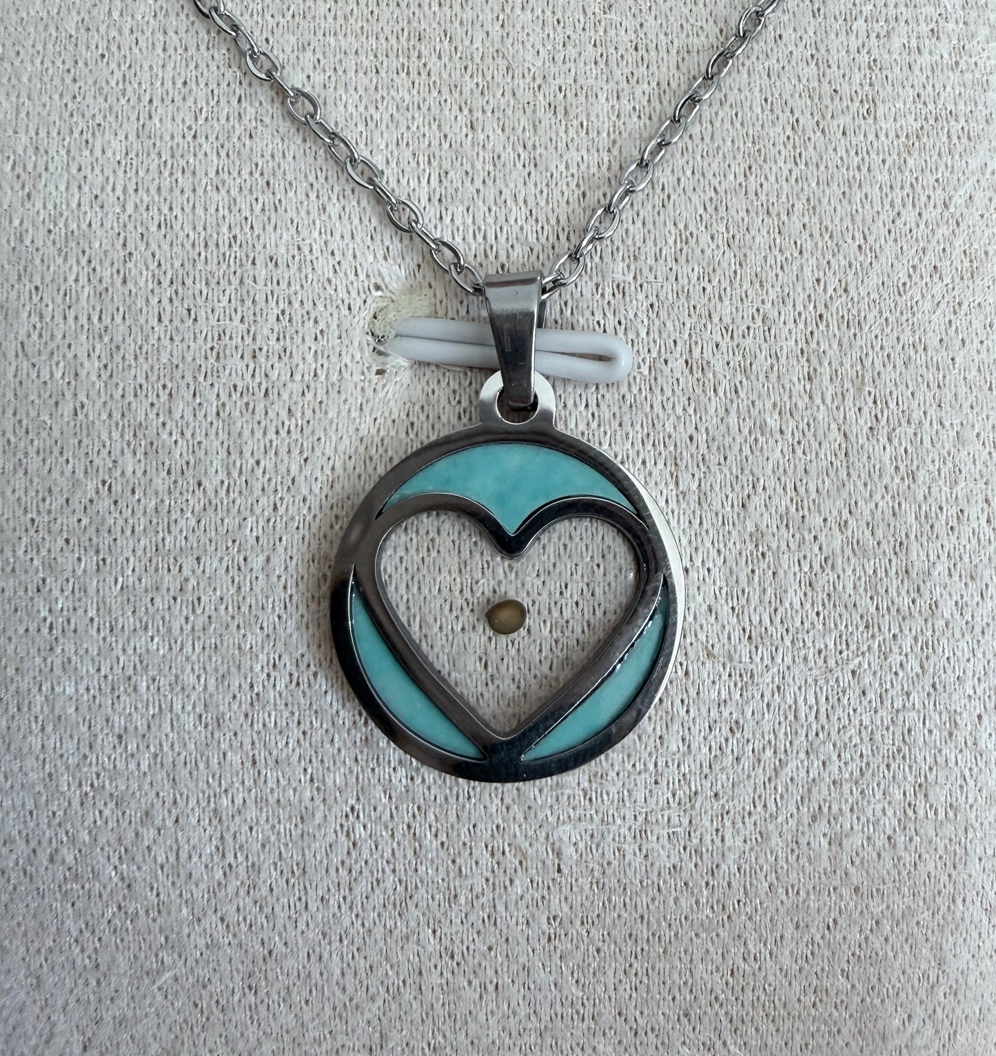 Elegant Blue Pearl Open Heart Mustard Seed Necklace