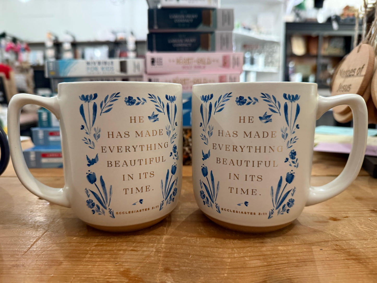 Blue Floral Ecclesiastes 3:11 Coffee Mug