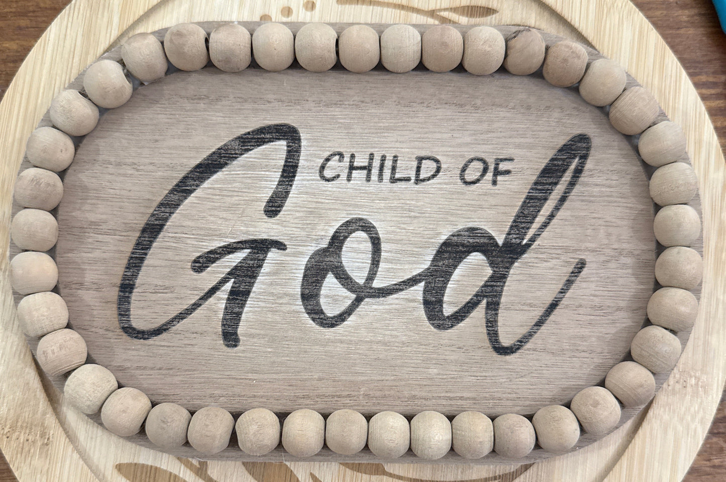 Cute “Child of God” Small Wooden Beaded Wall Sign