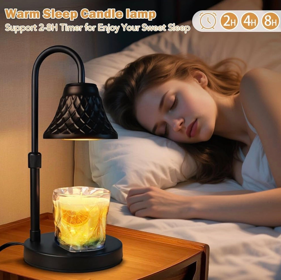 Modern Black Candle Warmer Lamp with Dimmable Timer