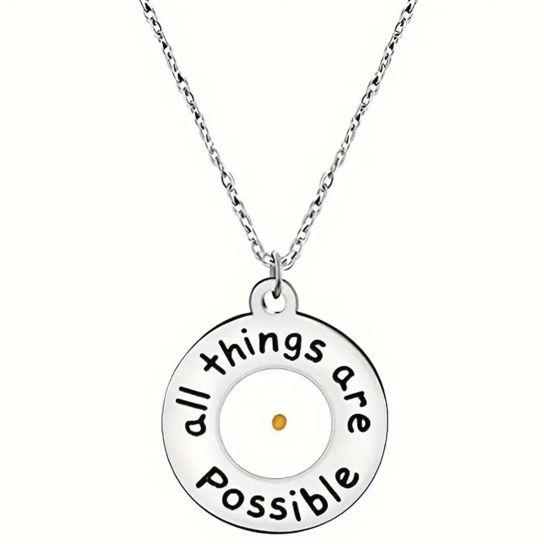 Cute Stainless Steel “All Things Are Possible” Necklace