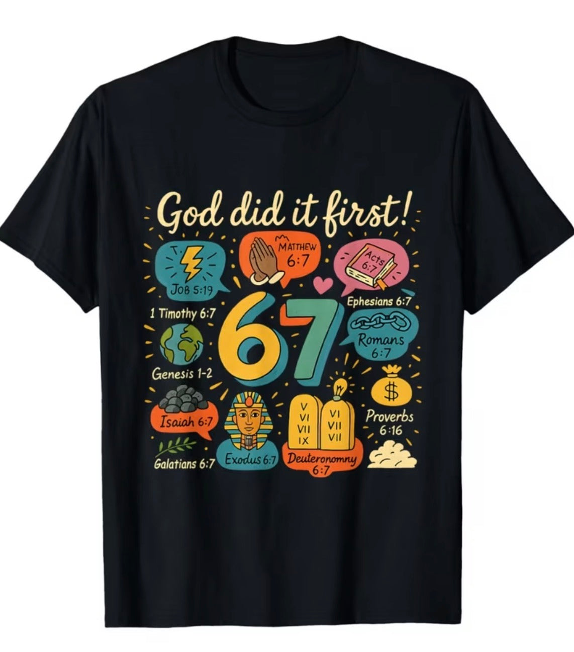 Youth “6 7, God Did It First” Cotton T-Shirt