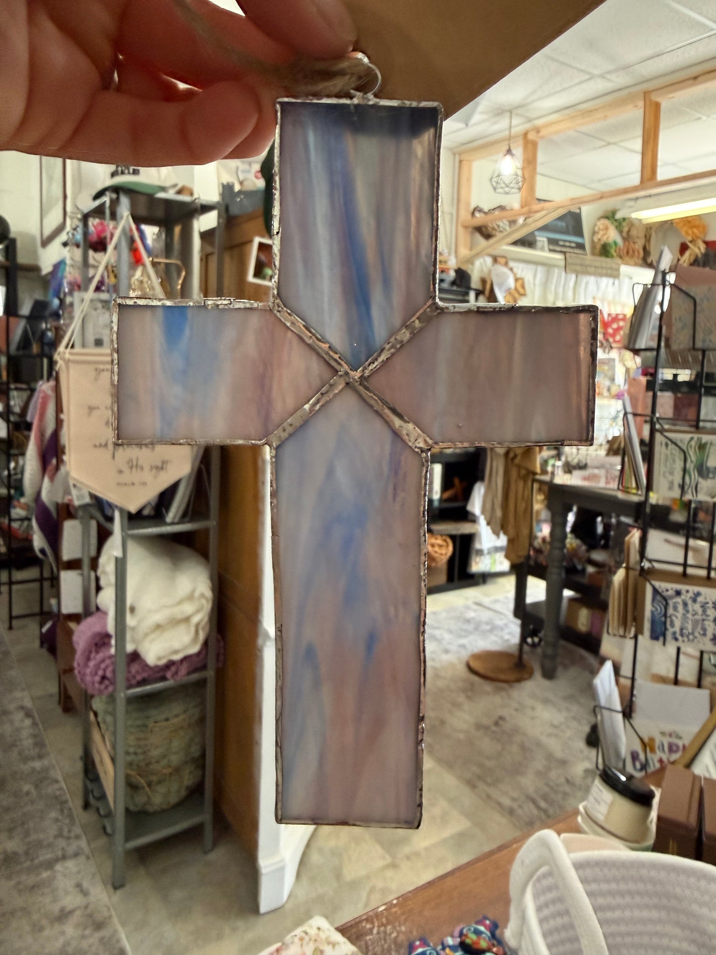 Kimberly Joann Large Custom Made Stain Glass Cross Decor