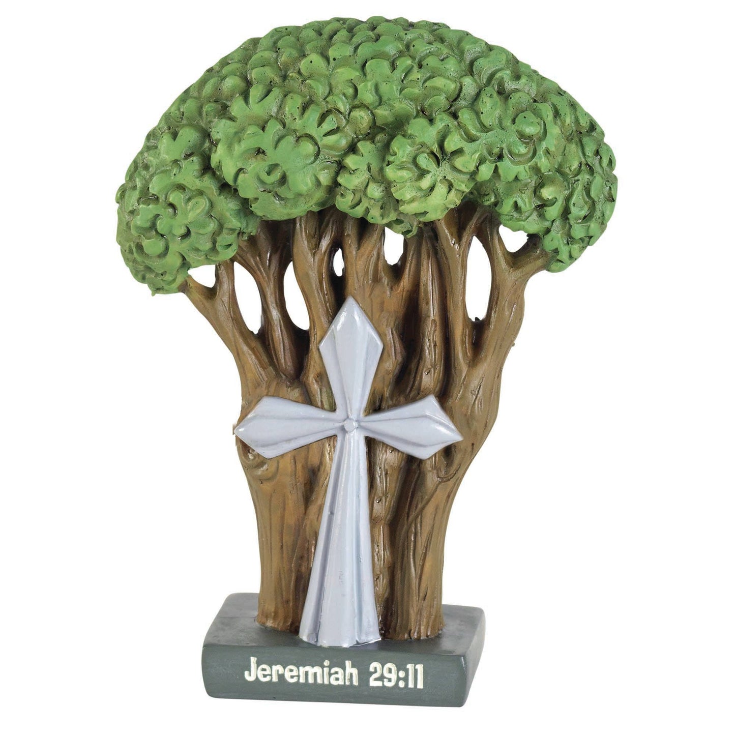 🍗TREE CROSS JEREMIAH 29:11 FIGURINE 4.25"