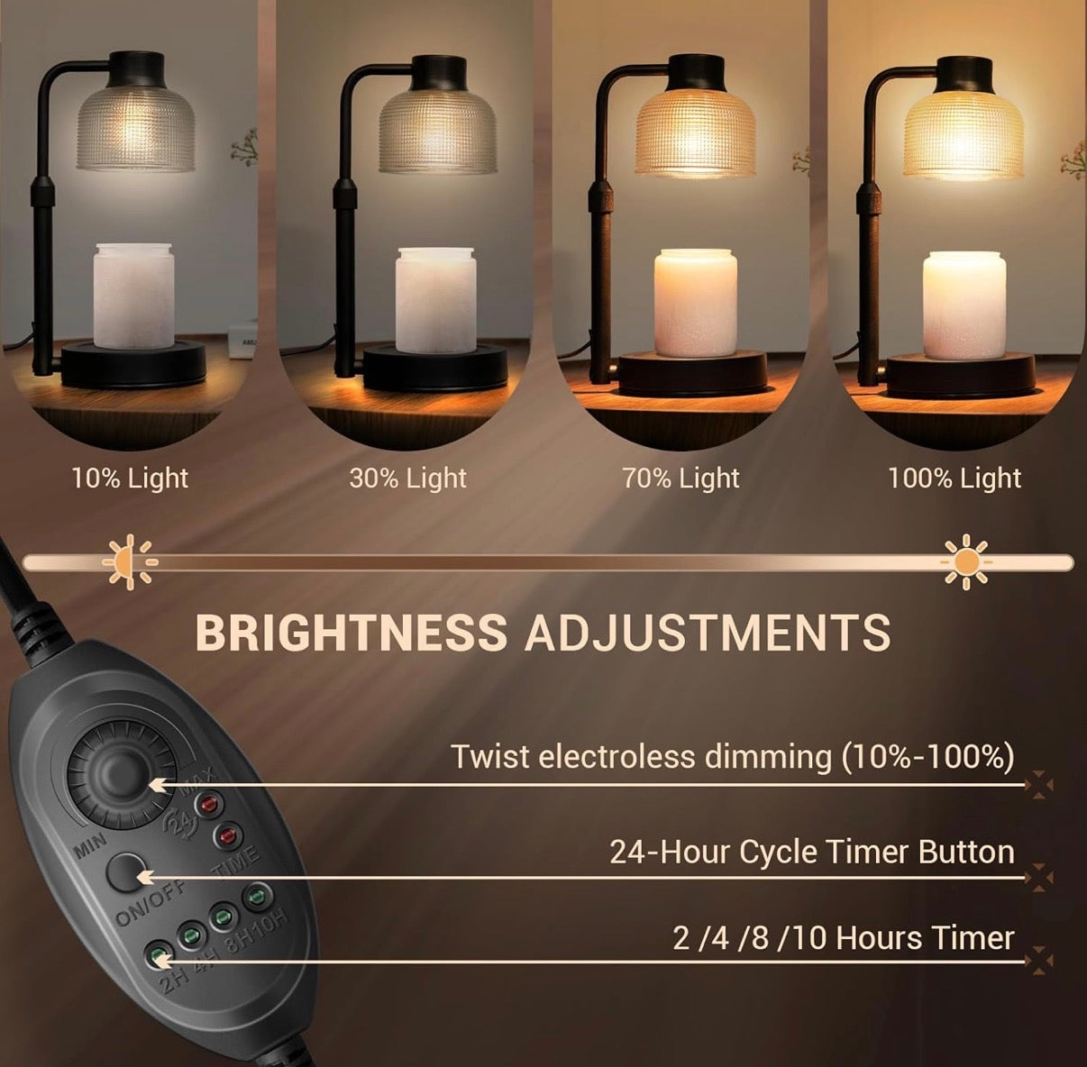 Elegant Adjustable Height Candle Warmer with Timer