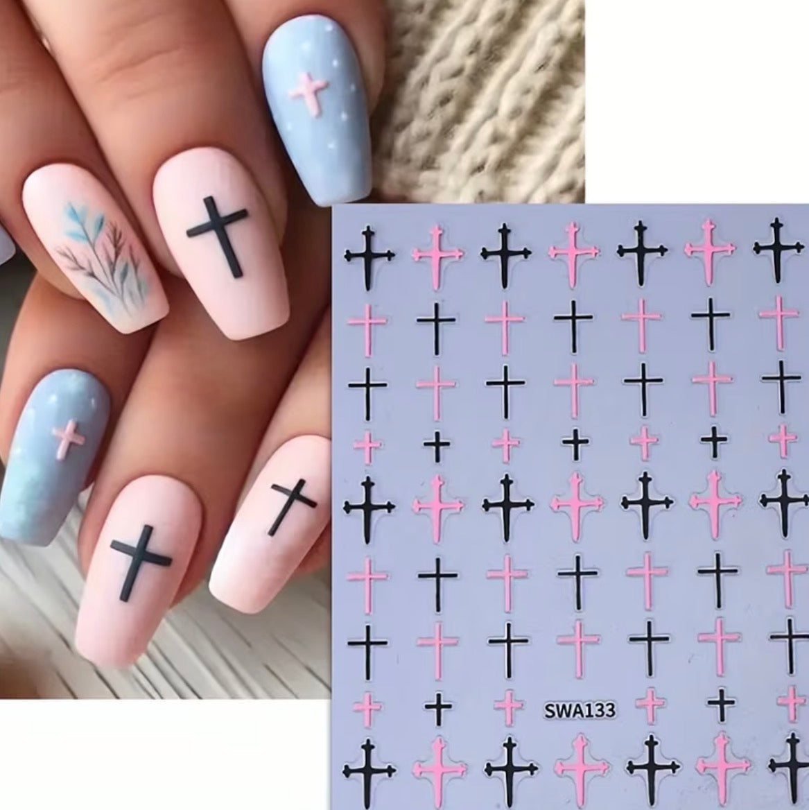 Just For Her Cross Nail Stickers