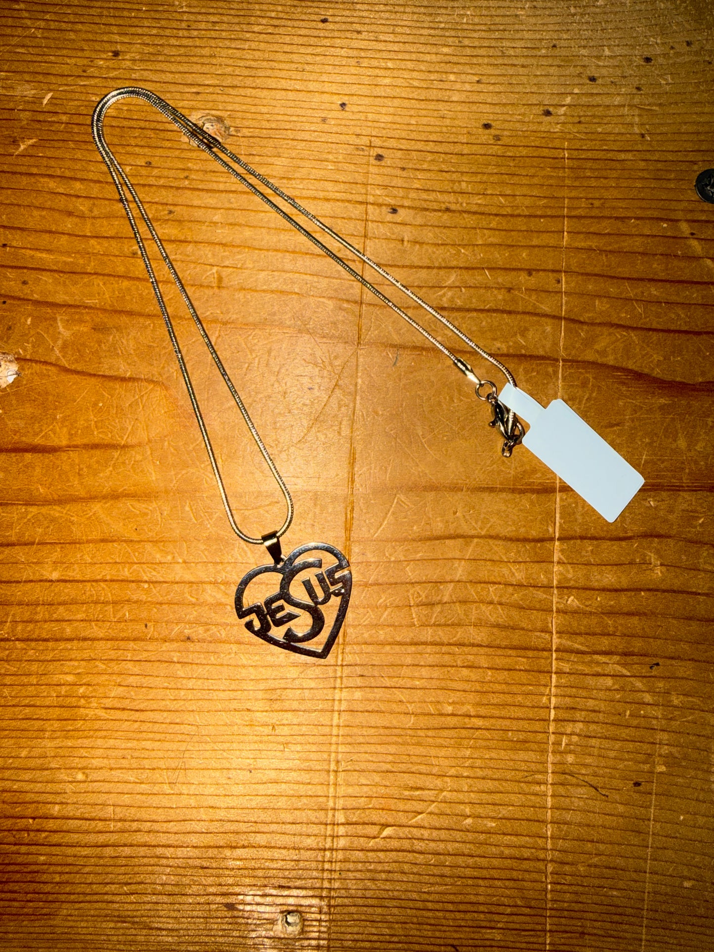 “Jesus” Heart Stainless Steel Snake Chain Necklace