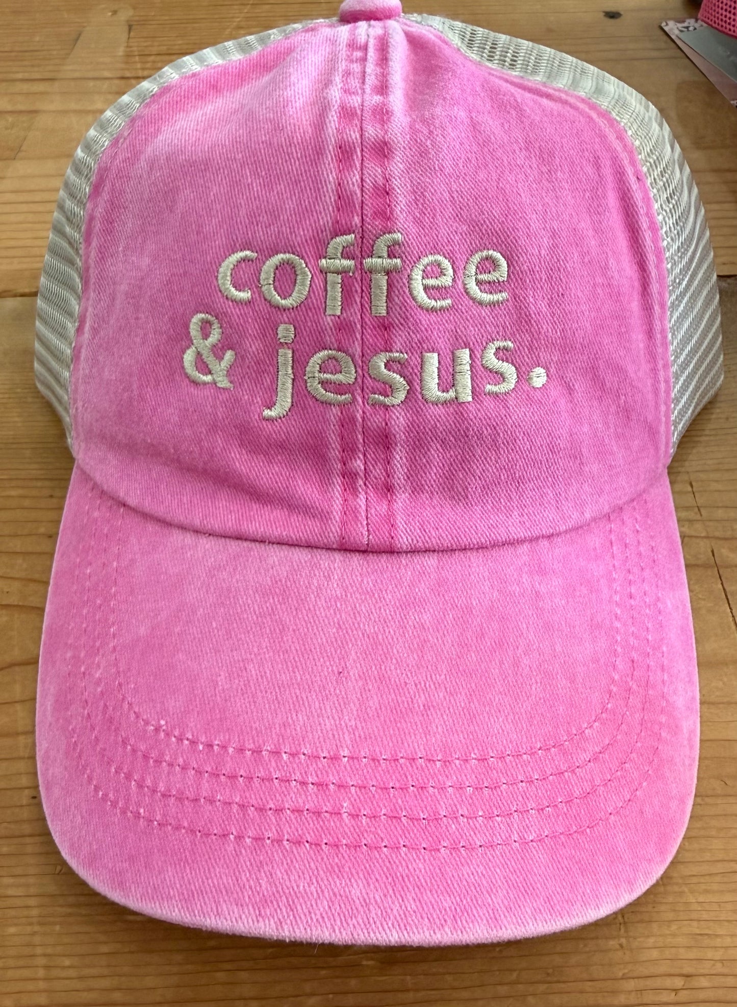 Quilted Stitch Custom Embroidered “Coffee & Jesus” Hat
