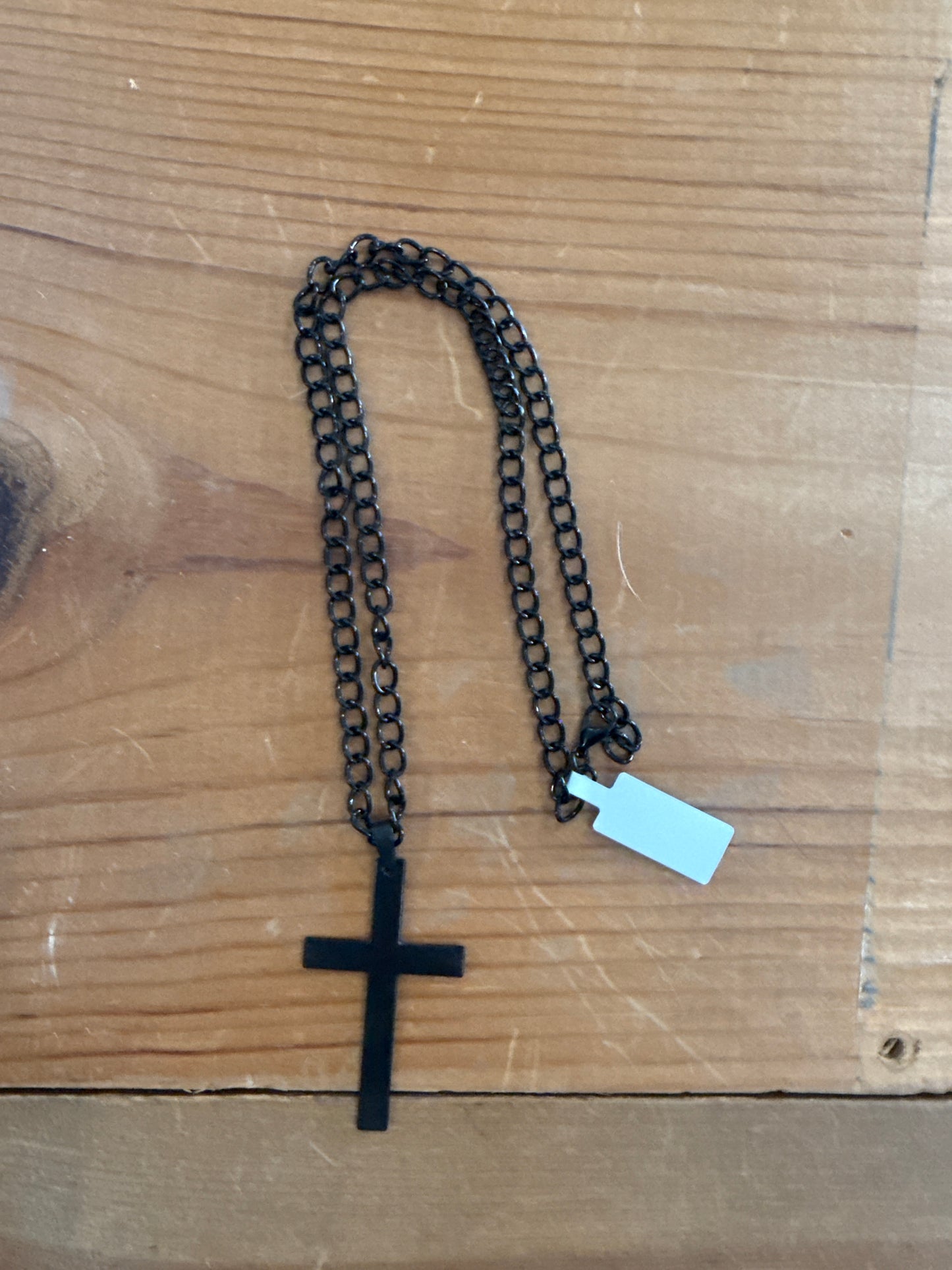 Men’s Minimal Black Stainless Steel Cross Necklace