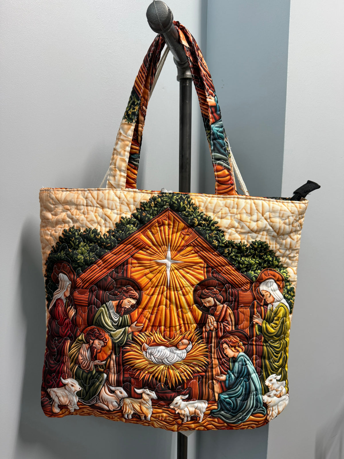 Large Quilted Nativity Manger Tote Bag