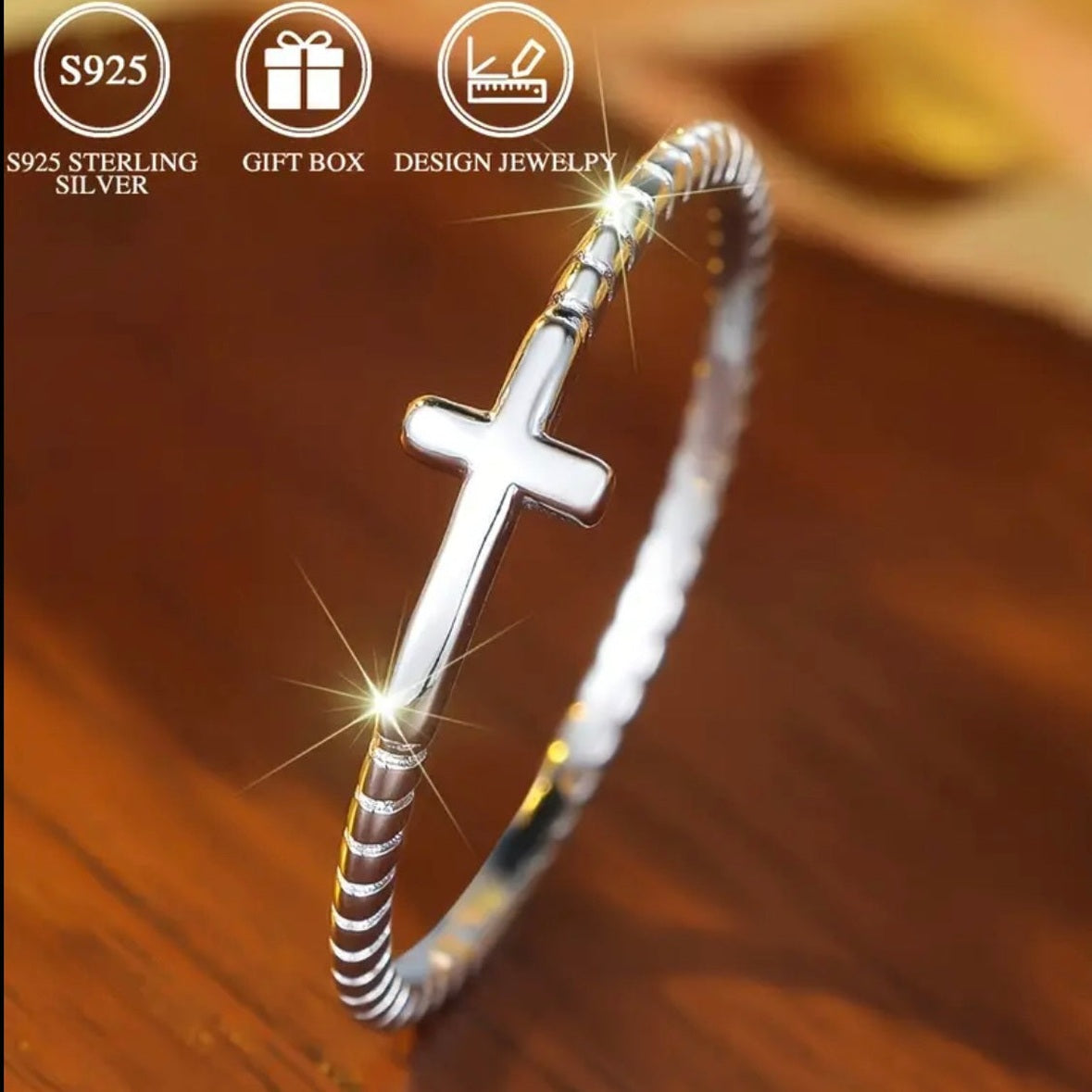 Elegant Sterling Silver Cross Rope Ring