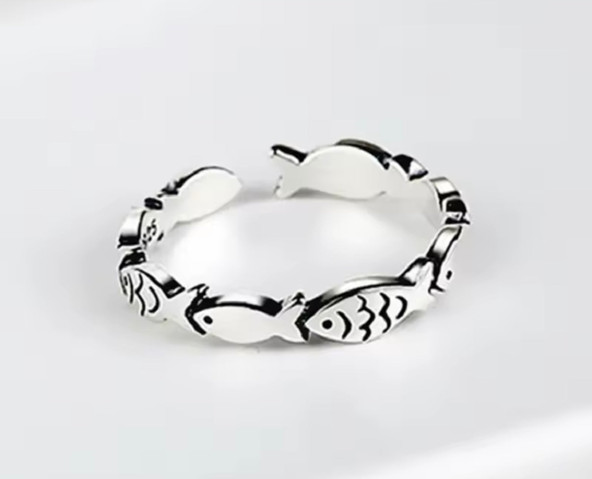 Sterling Silver Adjustable Fish Ring