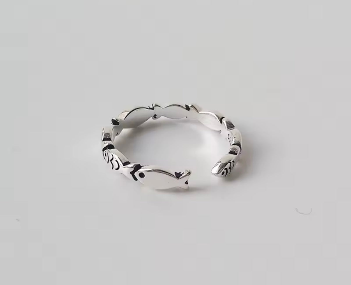 Sterling Silver Adjustable Fish Ring