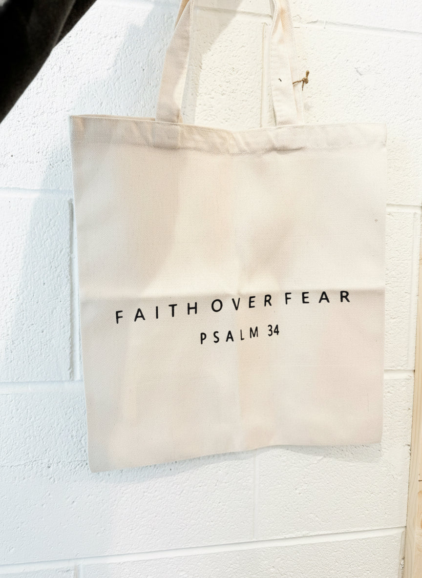 Faith Over Fear Canvas Tote Bag