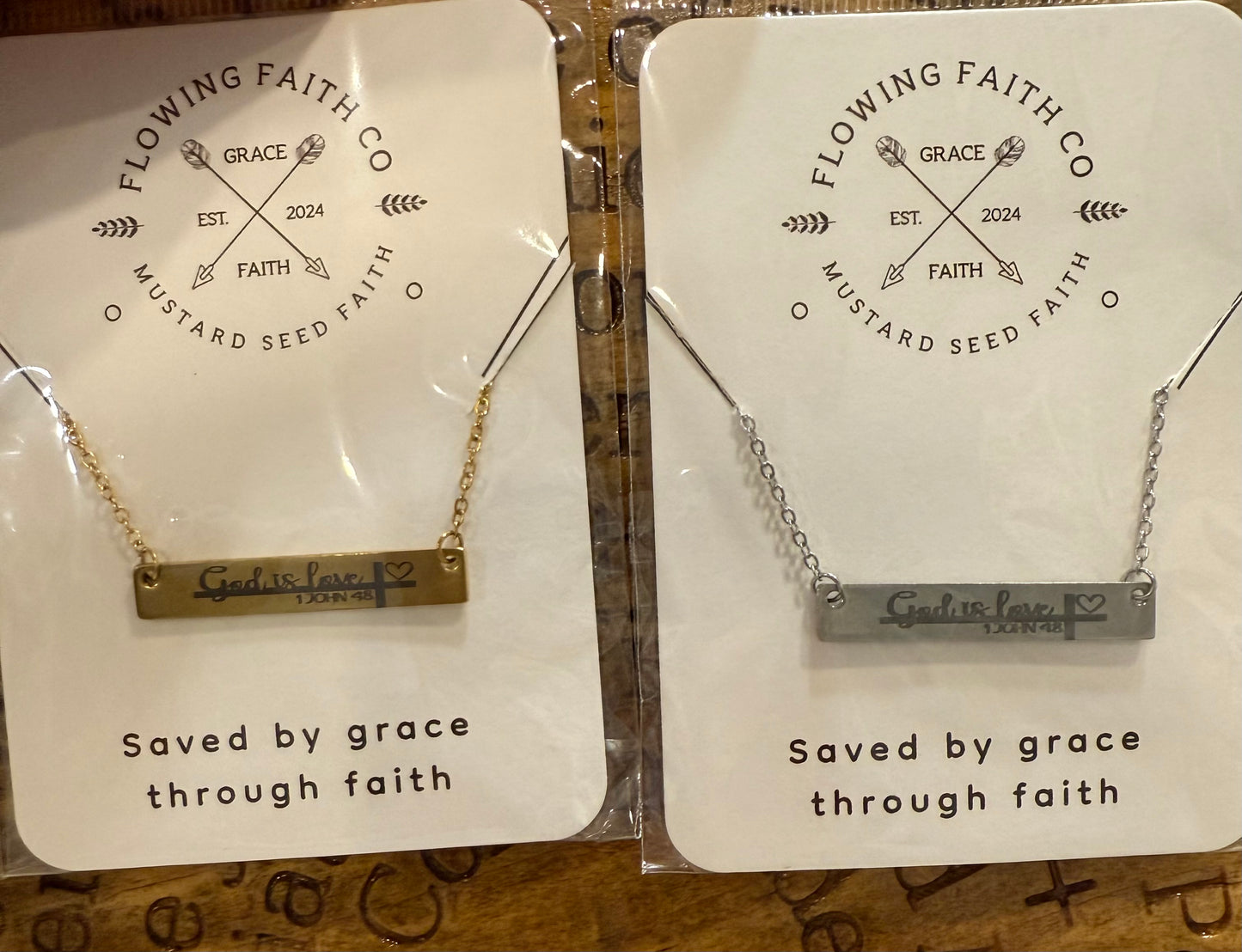 Custom Engraved “God is Love” Bar Pendant Necklace