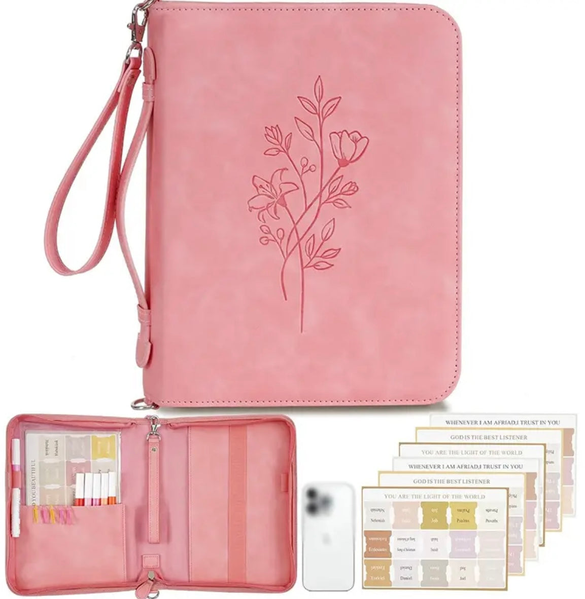 Elegant Vegan Leather Floral Print Bible Case