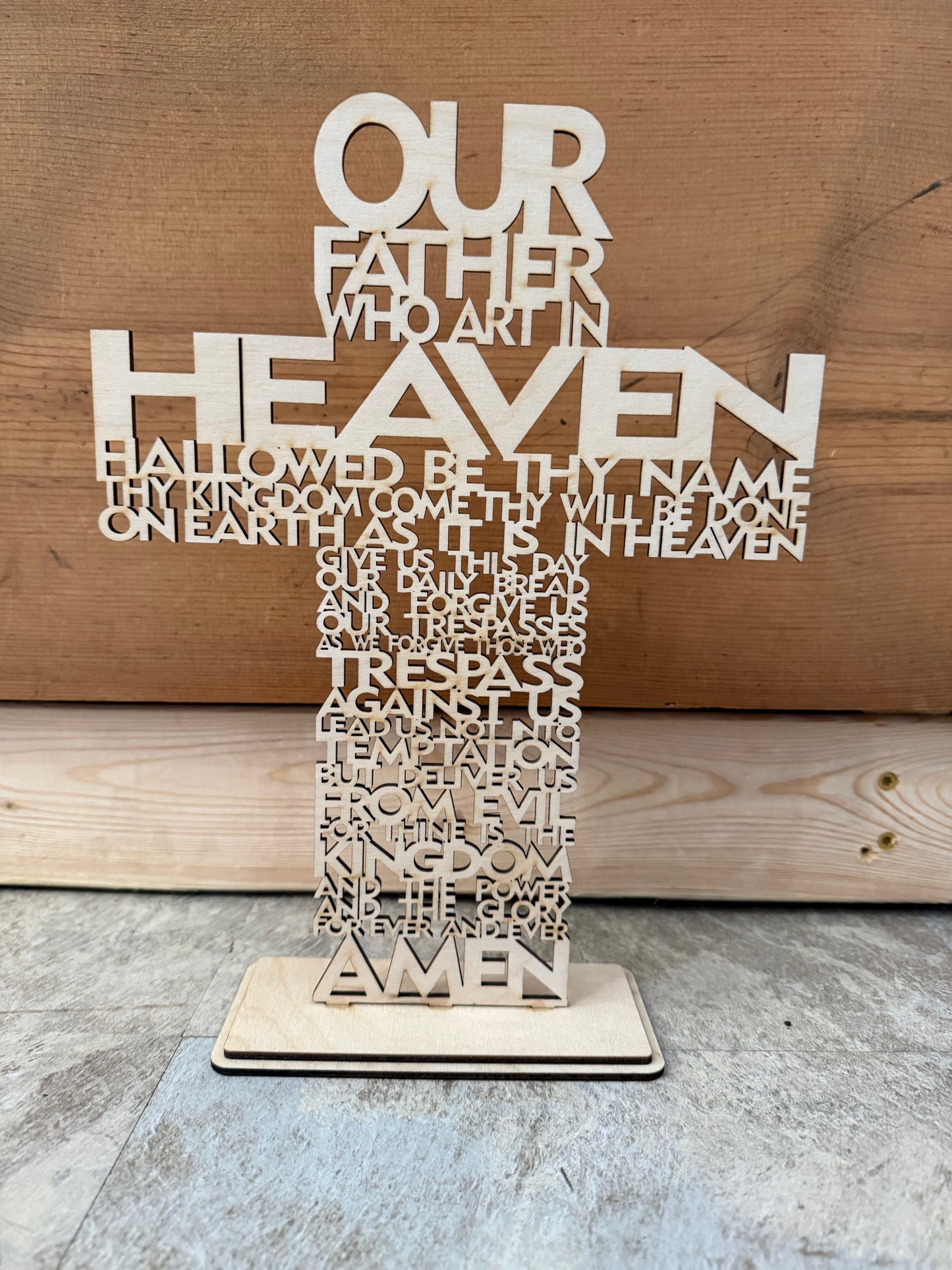 Matthew 6:9-13 Wooden God’s Prayer Tabletop Display