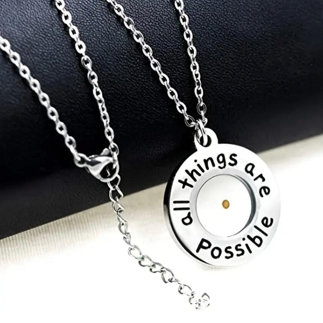 Cute Stainless Steel “All Things Are Possible” Necklace