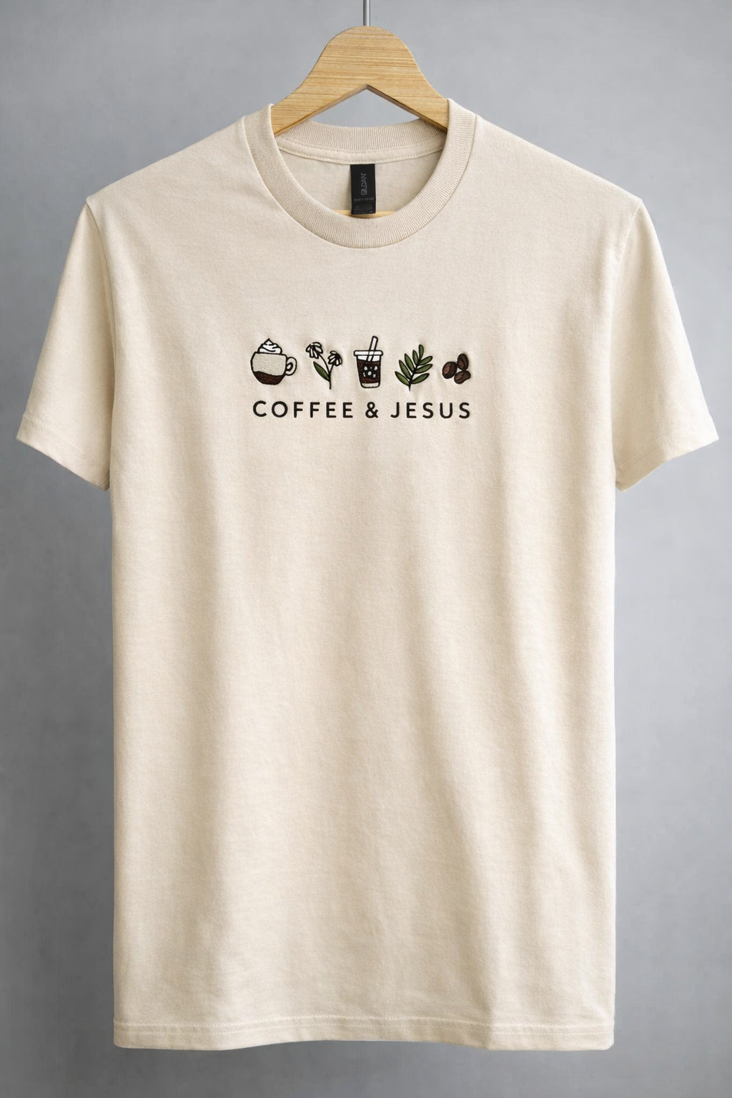 Quilted Stitch Creations Custom Embroidered "Coffee & Jesus" T-Shirt