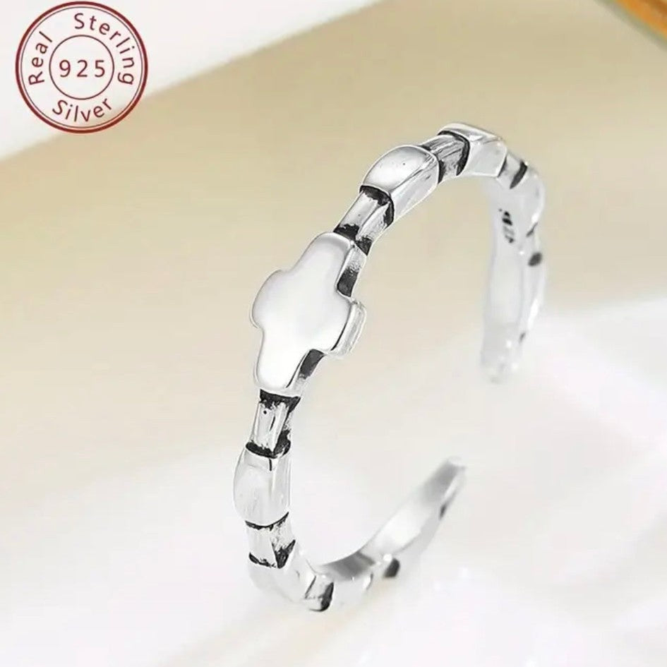 Vintage Sterling Silver Adjustable Cross Ring