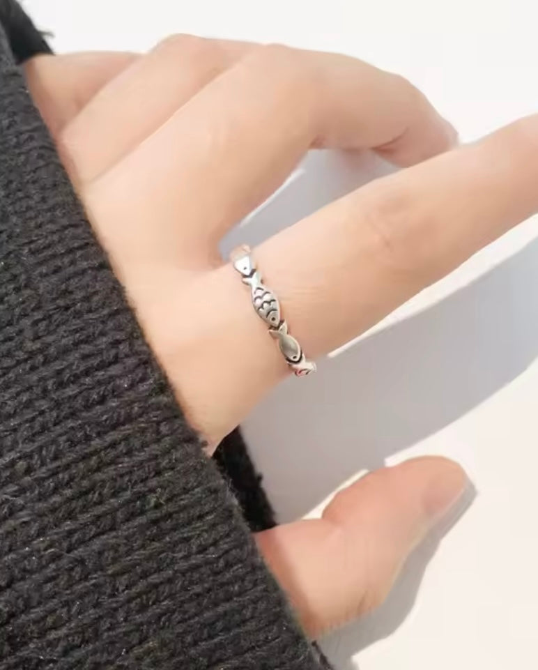 Sterling Silver Adjustable Fish Ring