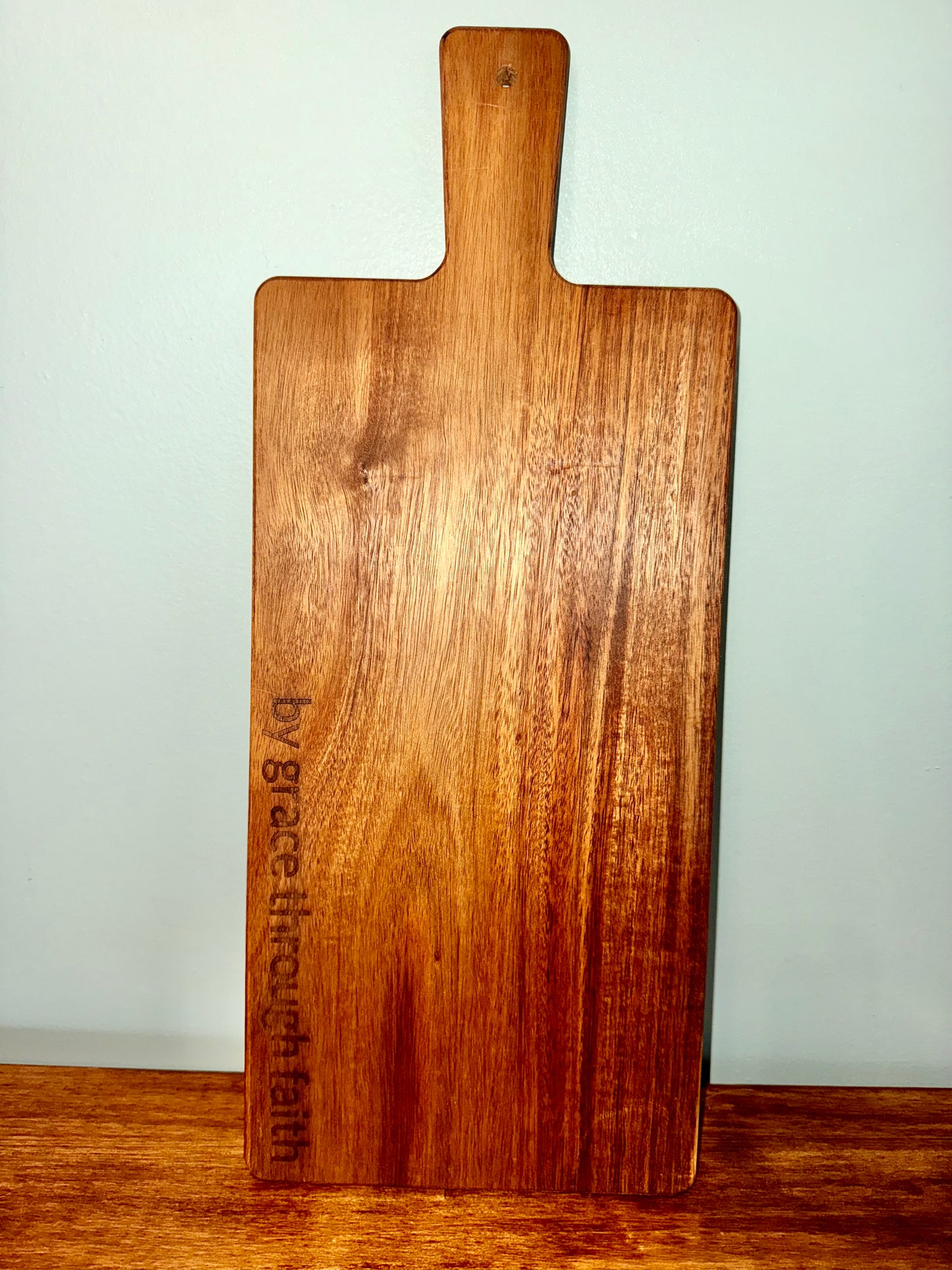 “By Grace Through Faith” Custom Engraved Acacia Wood Charcuterie Board