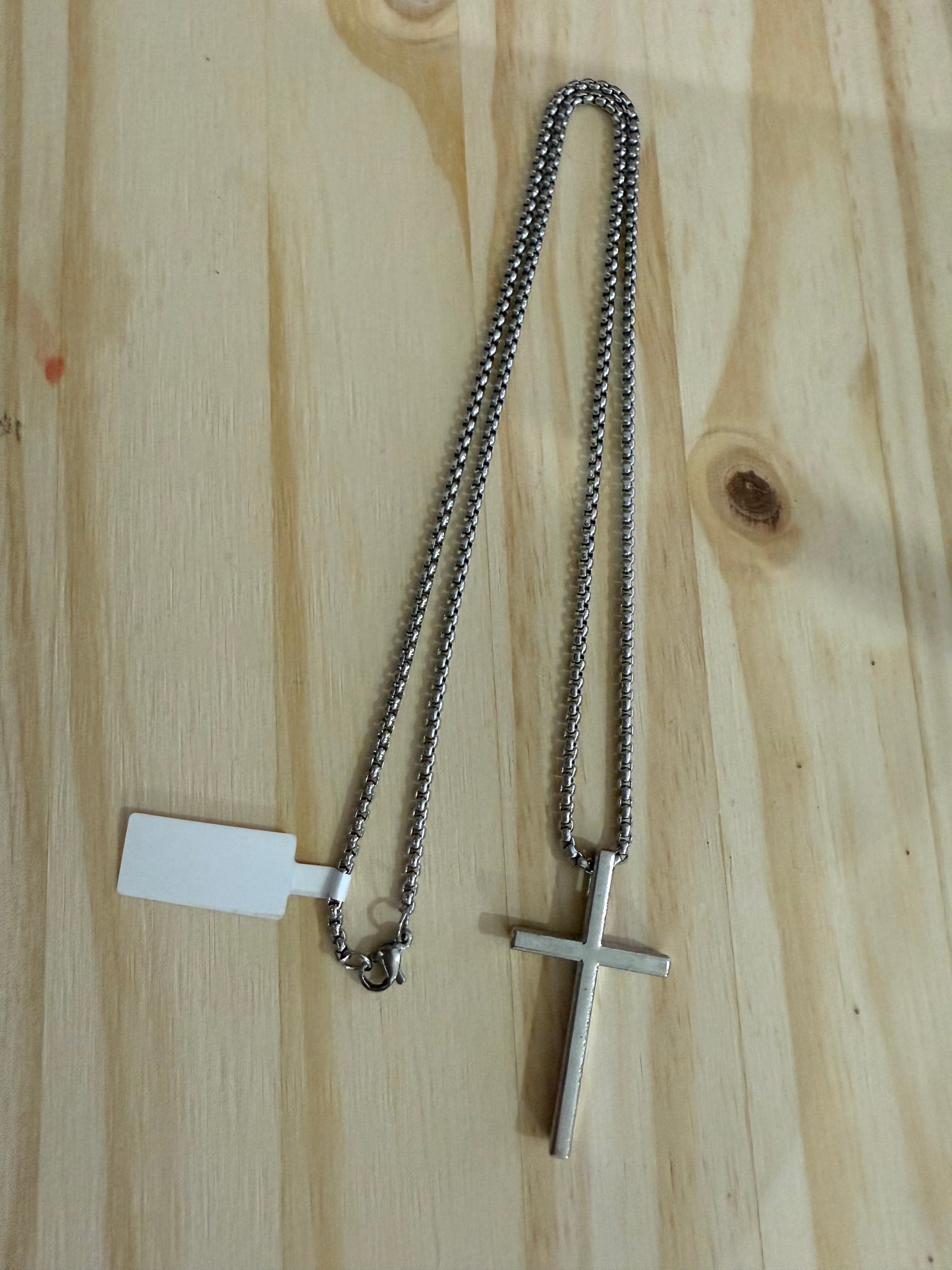 Men’s Stainless Steel Box Chain Cross Neck