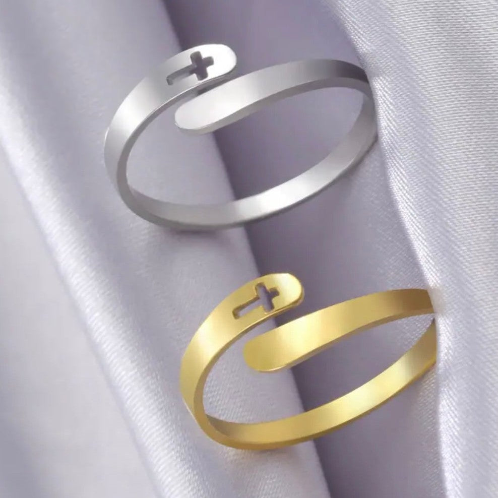 Adjustable Stainless Steel Cross Ring