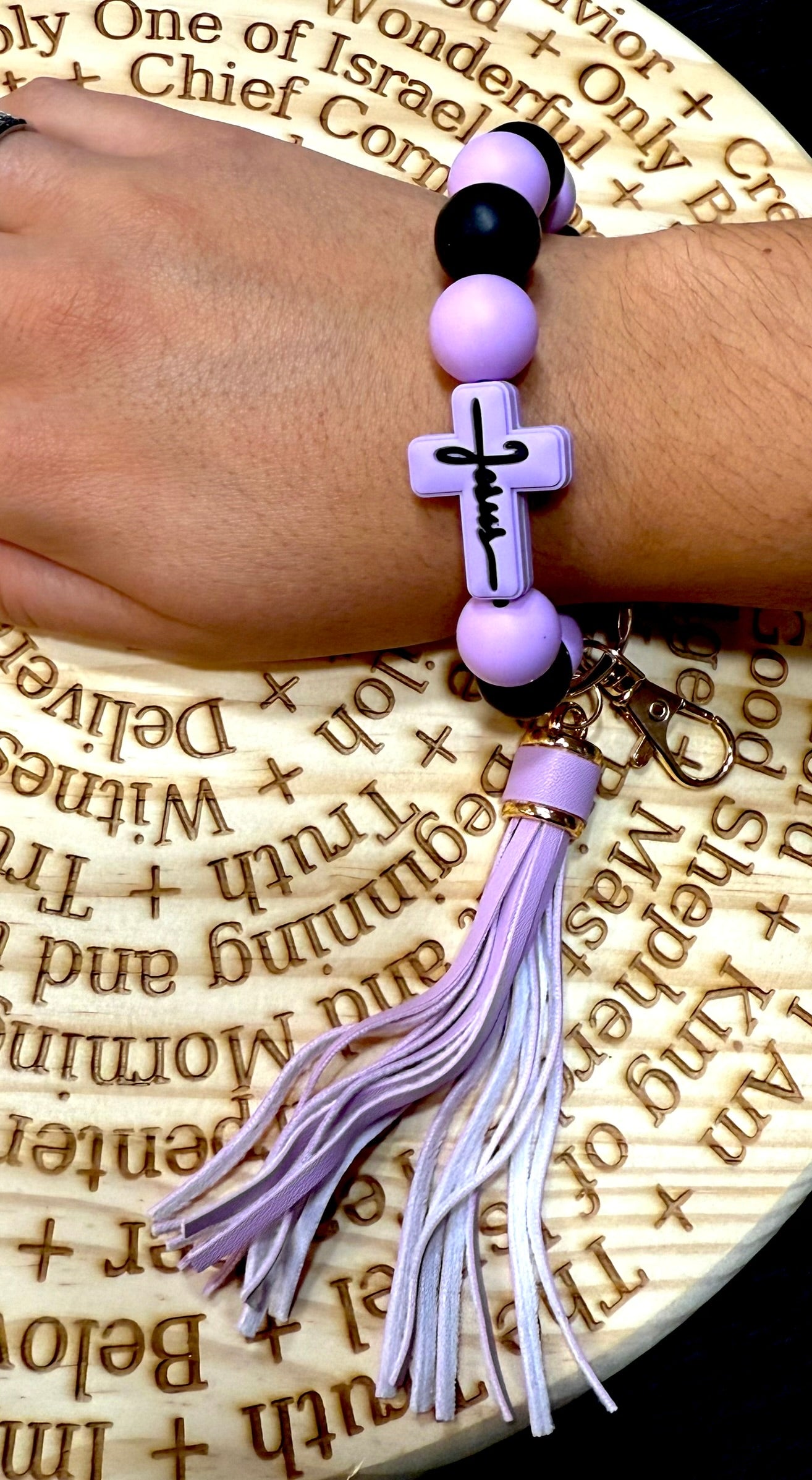 Jesus Silicone Bead Bracelet Keychain