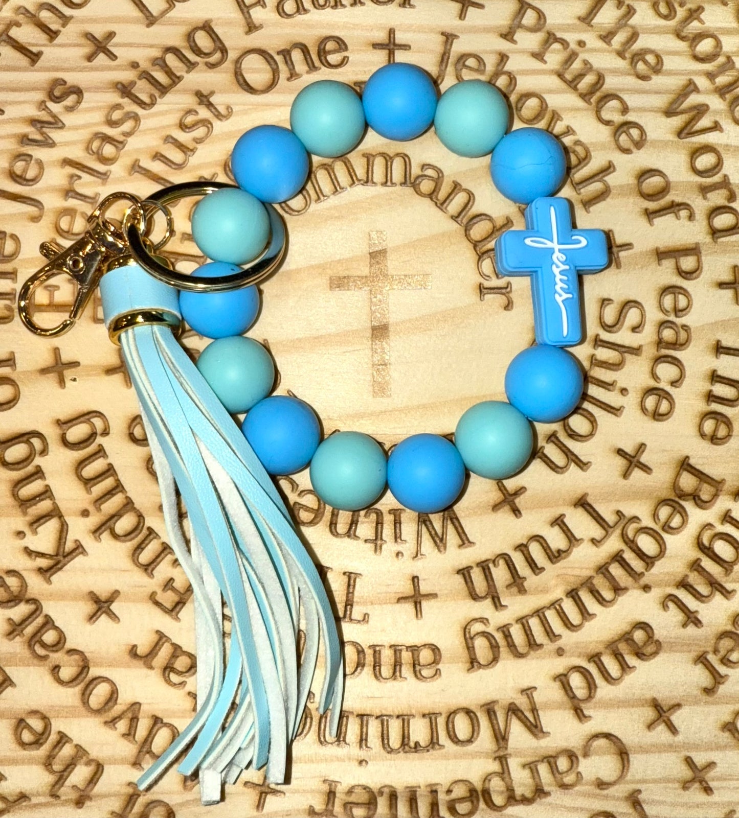 Jesus Silicone Bead Bracelet Keychain