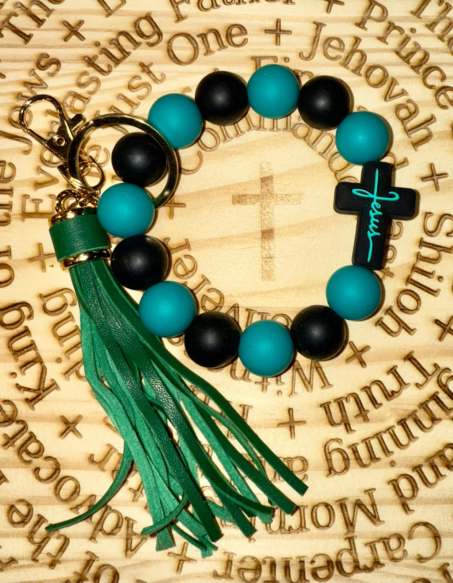 Jesus Silicone Bead Bracelet Keychain