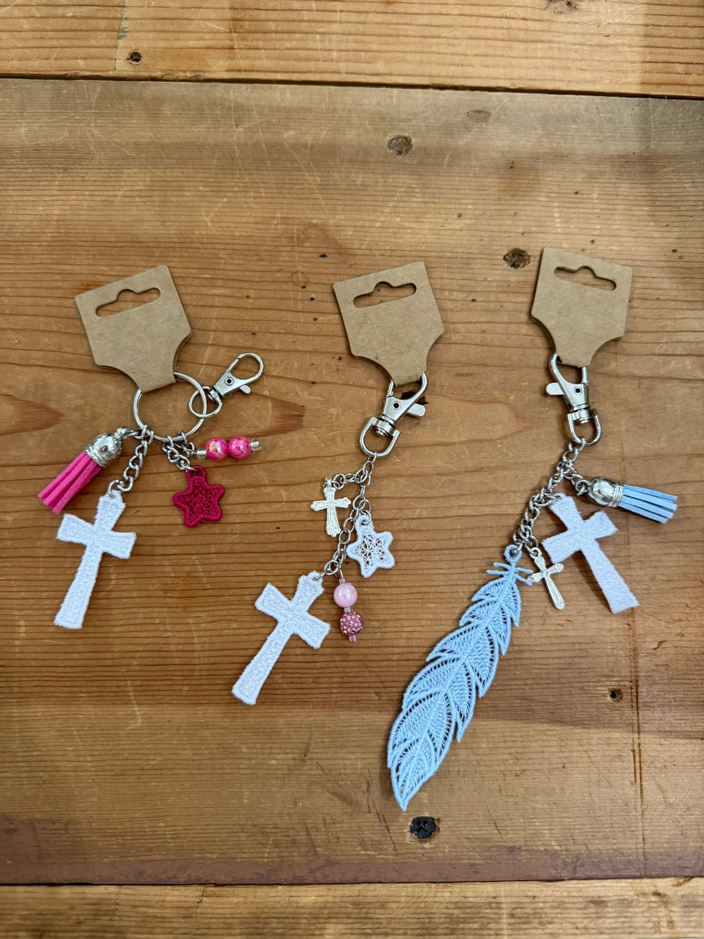 Custom Embroidered Cross Keychains