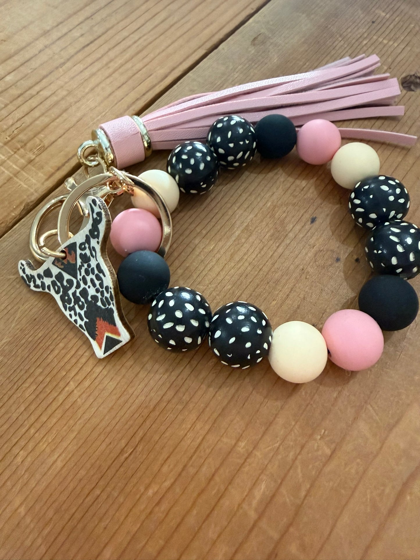 Silicone Bead Bull Head Keychain Bracelet