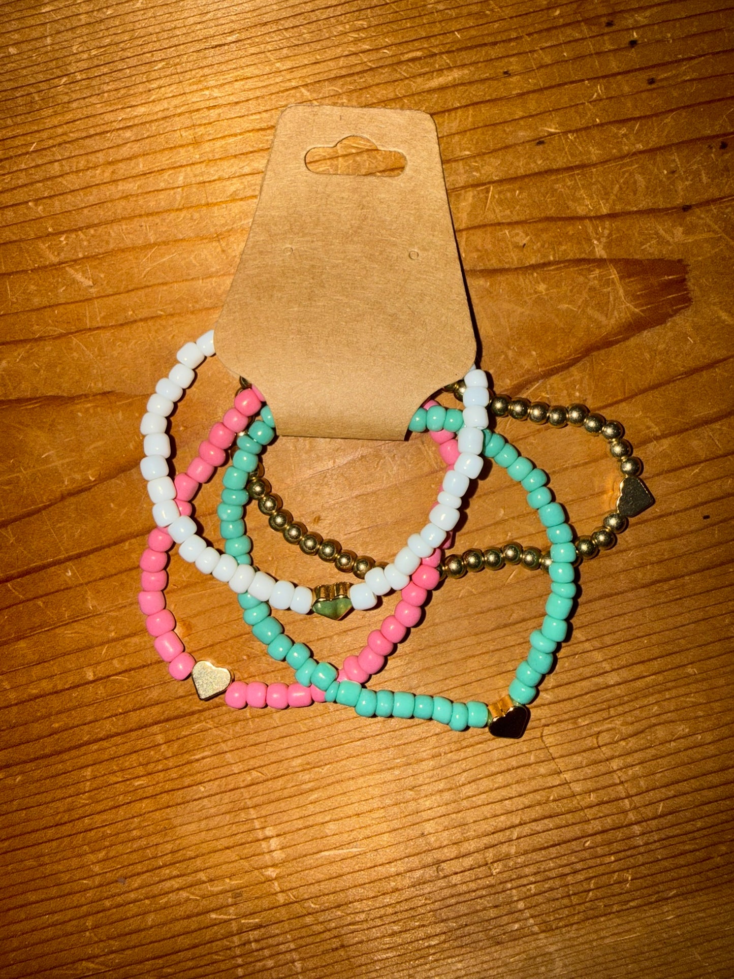 Petite Beaded Heart Accent Bracelet Set