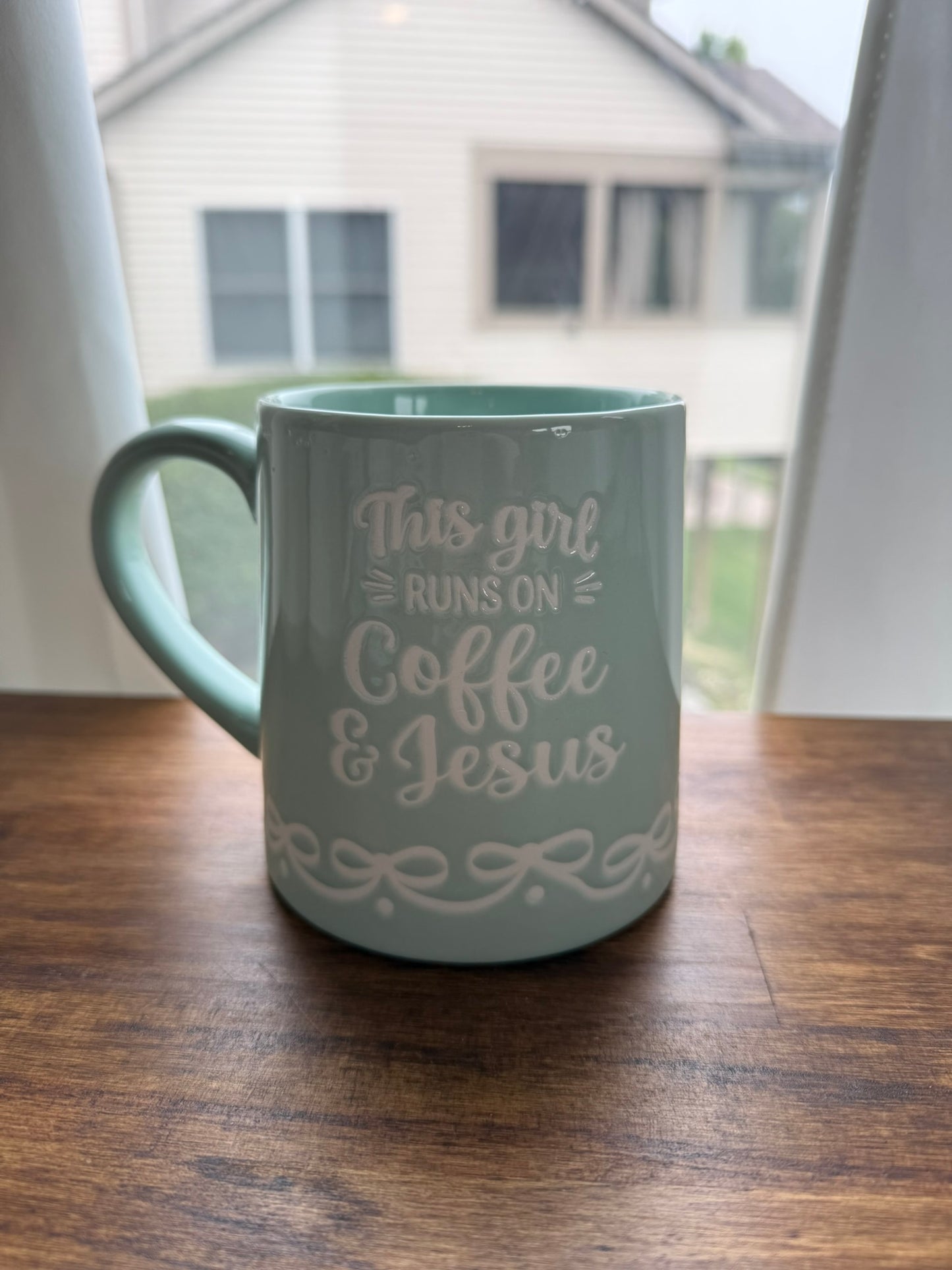 Sage "Coffee and Jesus" Coffee Mug